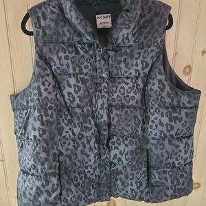 Black Leopard Puffer Vest